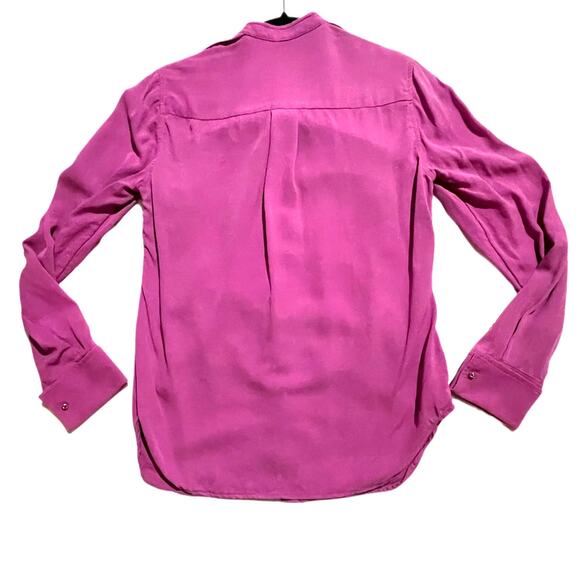 Carlisle Women's 6 Silk Blouse Magenta Silver Stud Button Front Career Top EUC - Picture 2 of 8
